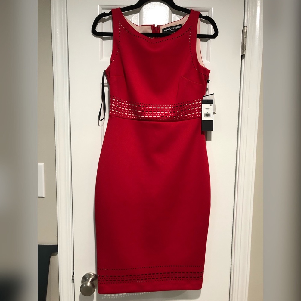 NWT - Karl Lagerfeld Paris - Red Sheath Dress